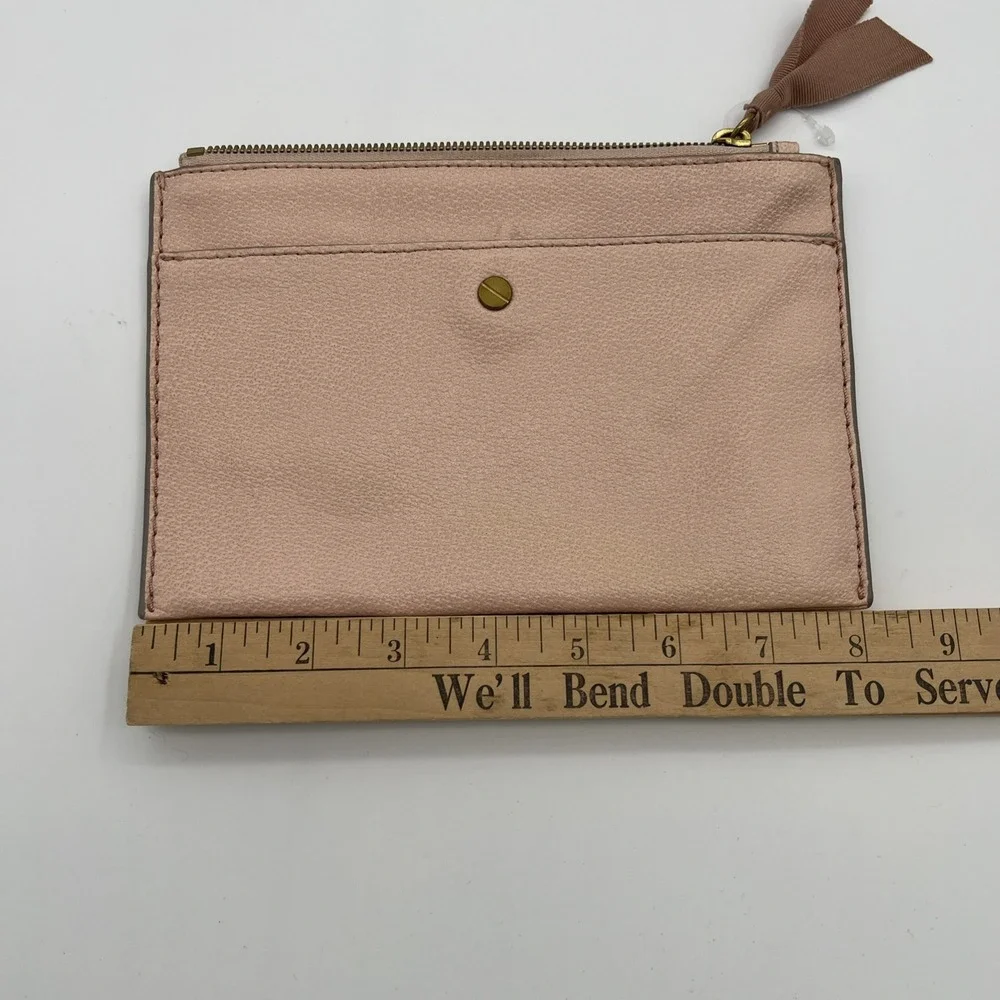 J.Crew Signet Large Leather‎ Pouch Wallet Cream Pink 8x6